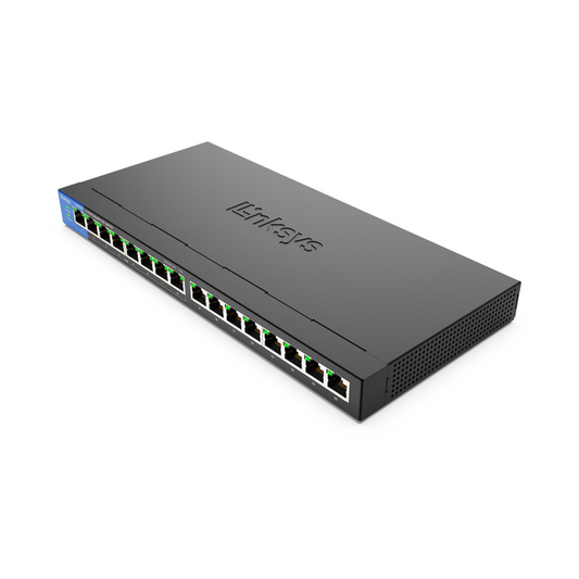 Linksys LGS116P: 16-Port Business Desktop Gigabit PoE+ Unmanaged Network Switch, Ethernet Plus, Wired Connection Speed up to 1,000 Mbps