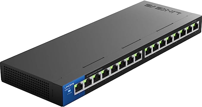 Linksys LGS116: 16-Port Business Desktop Gigabit Ethernet Unmanaged Switch, Computer Network, Wired Connection Speed up to 1,000 Mbps