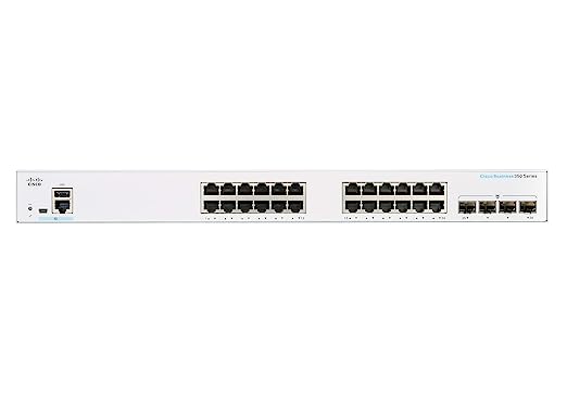 Cisco CBS350-24T-4G-EU Managed Switch | 24 Port GE | 4x1G SFP | Limited Lifetime Protection